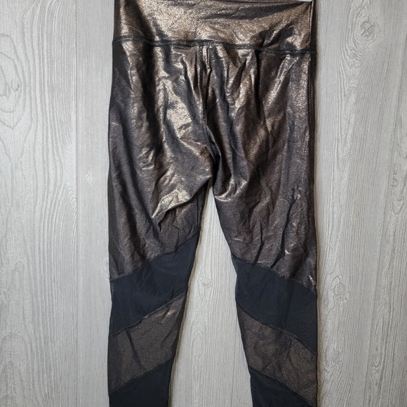 PINK Victoria's Secret Metallic Rose Gold And Sheer Black Leggings - Picture 3 of 5